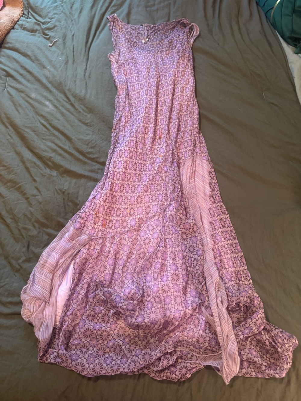Boho Floral Maxi Dress in Lavender Purple